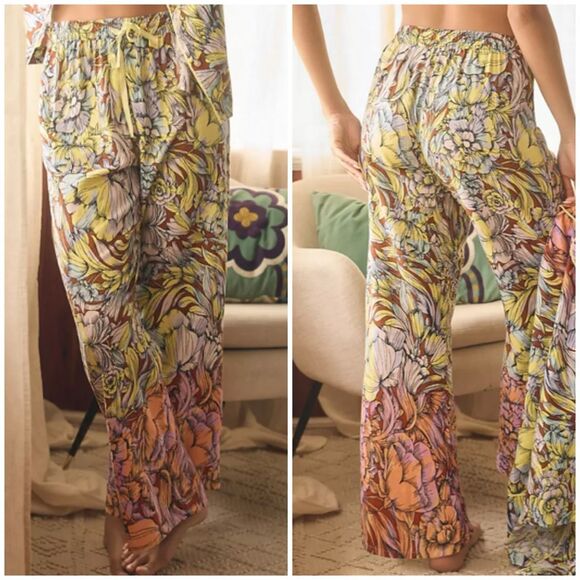 Alexandra Farmer Anthropologie XS Printed Wide Leg Pajama Bottoms - Picture 1 of 7